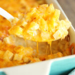Spoonful of Shortcut Cheese Scalloped Potatoes.