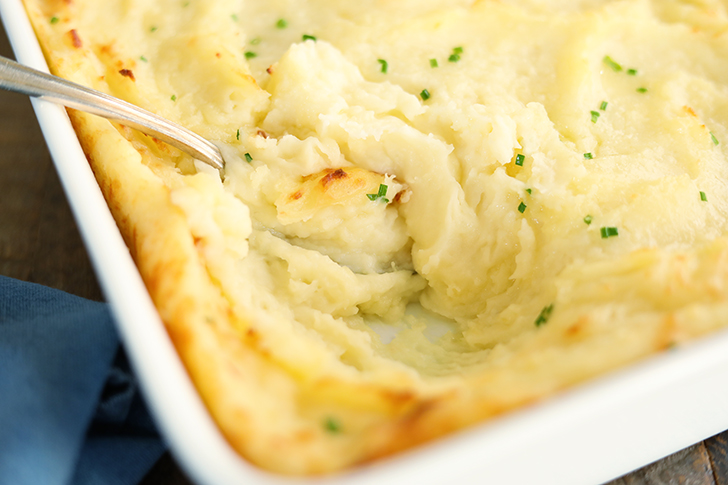 Baked Mashed Potatoes in a dish.