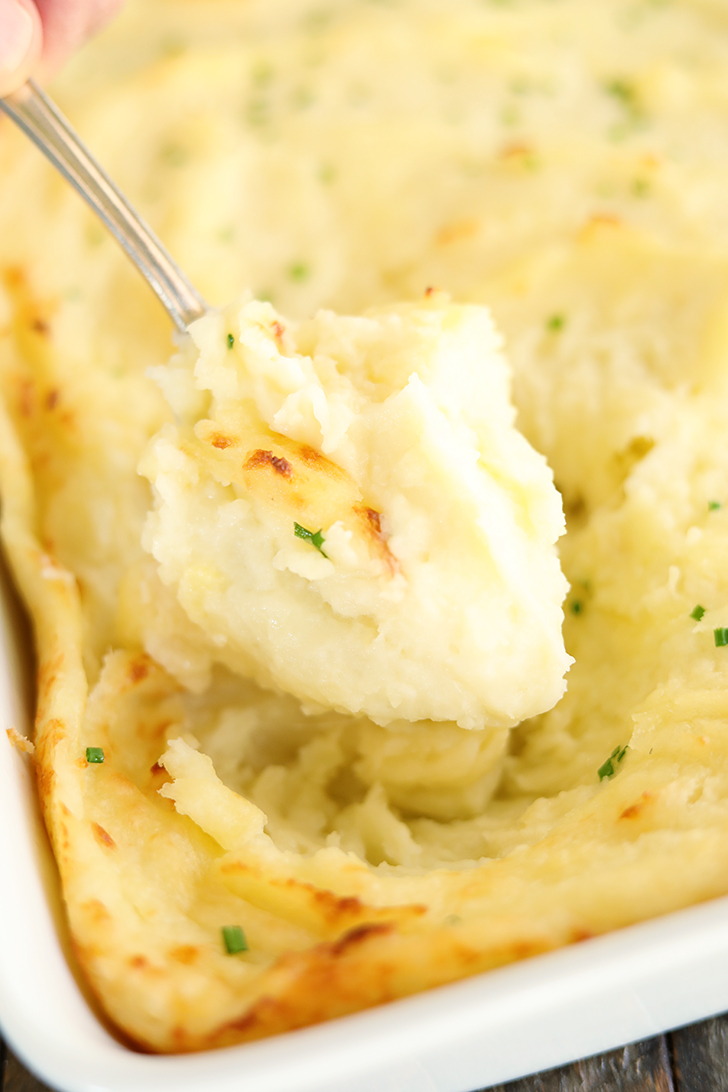 Big scoop of Baked Mashed Potatoes.