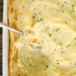 Overhead view of Baked Mashed Potatoes.