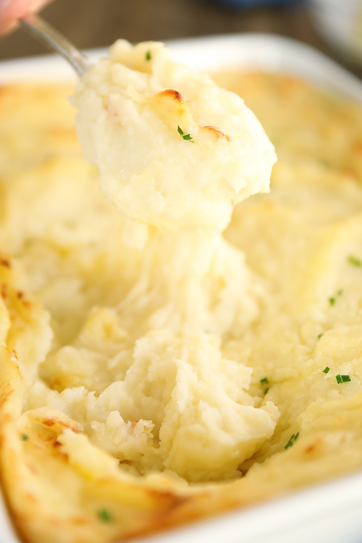 Spoonful of Baked Mashed Potatoes.