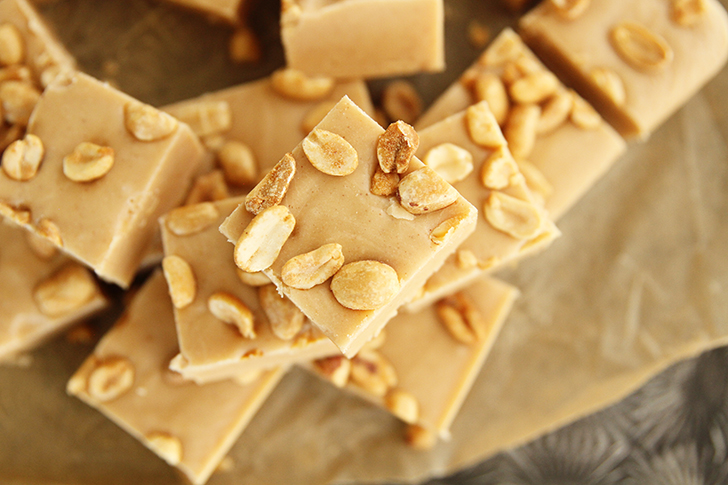 Overhead view of stack of Peanut Butter Fudge.
