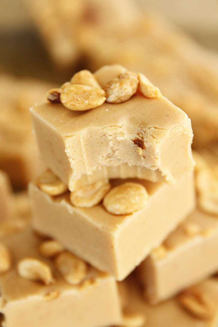 Peanut Butter Fudge with bite missing.
