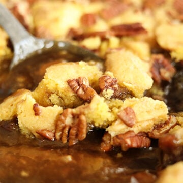 Scoop of Pecan Pie Cobbler.