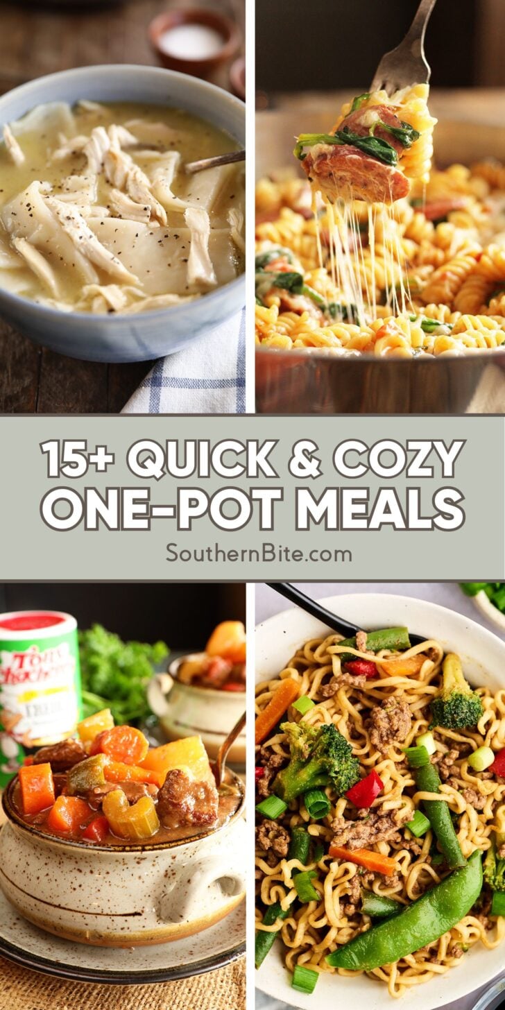 Quick Cozy One Pot Meals Image for Pinterest.