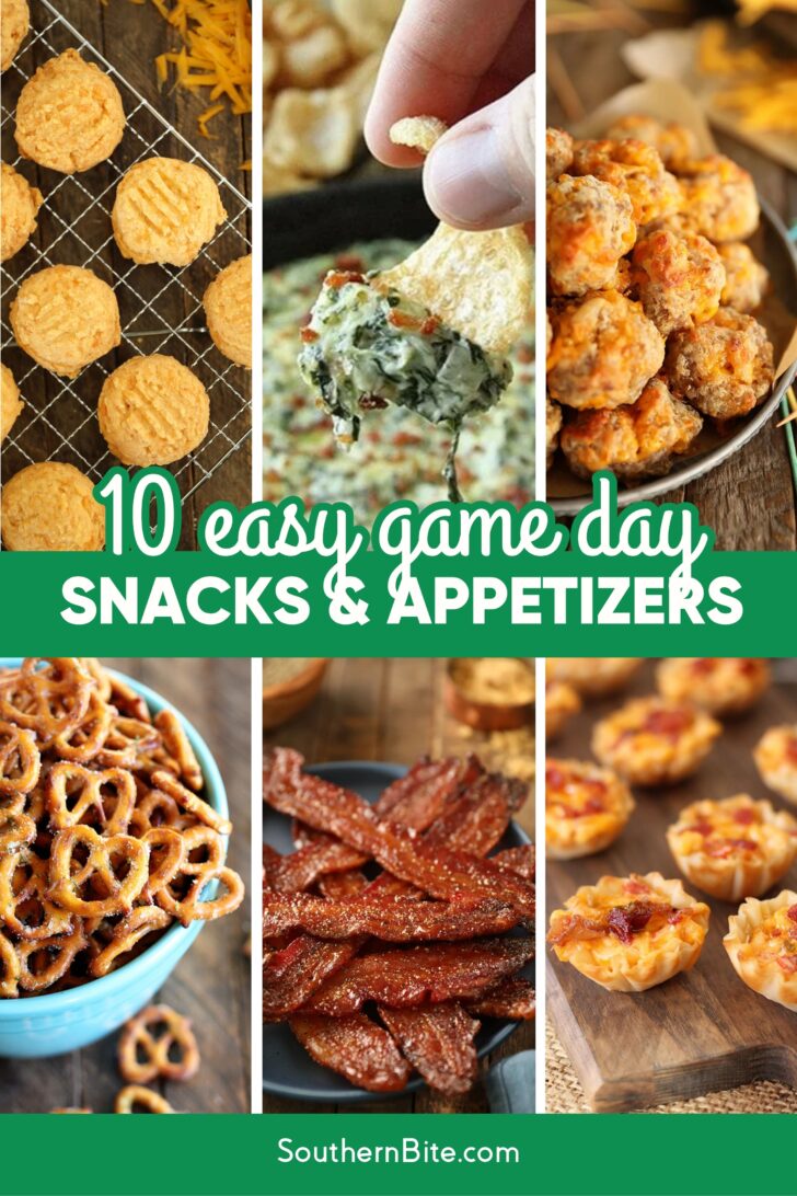 10 Easy Game Day Snacks & Appetizers Image for Pinterest.