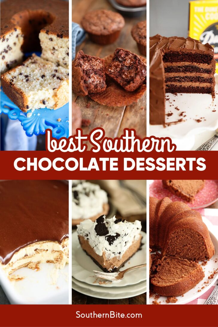 Best Southern Chocolate Desserts Image for Pinterest.